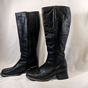 Earth Shoe Black Leather Knee-High Women's Boots